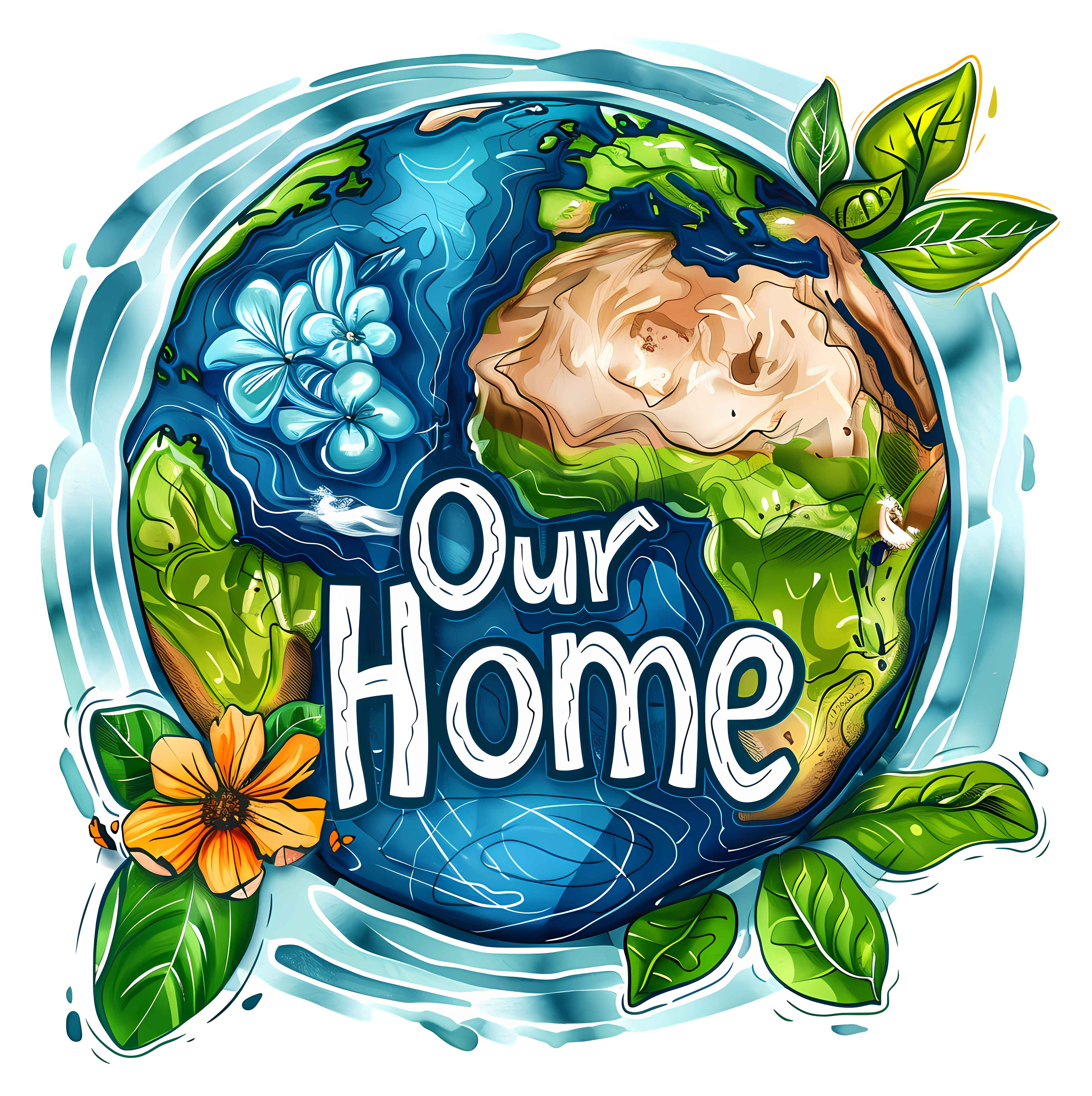 Earth with 'Our Home' Banner environment day