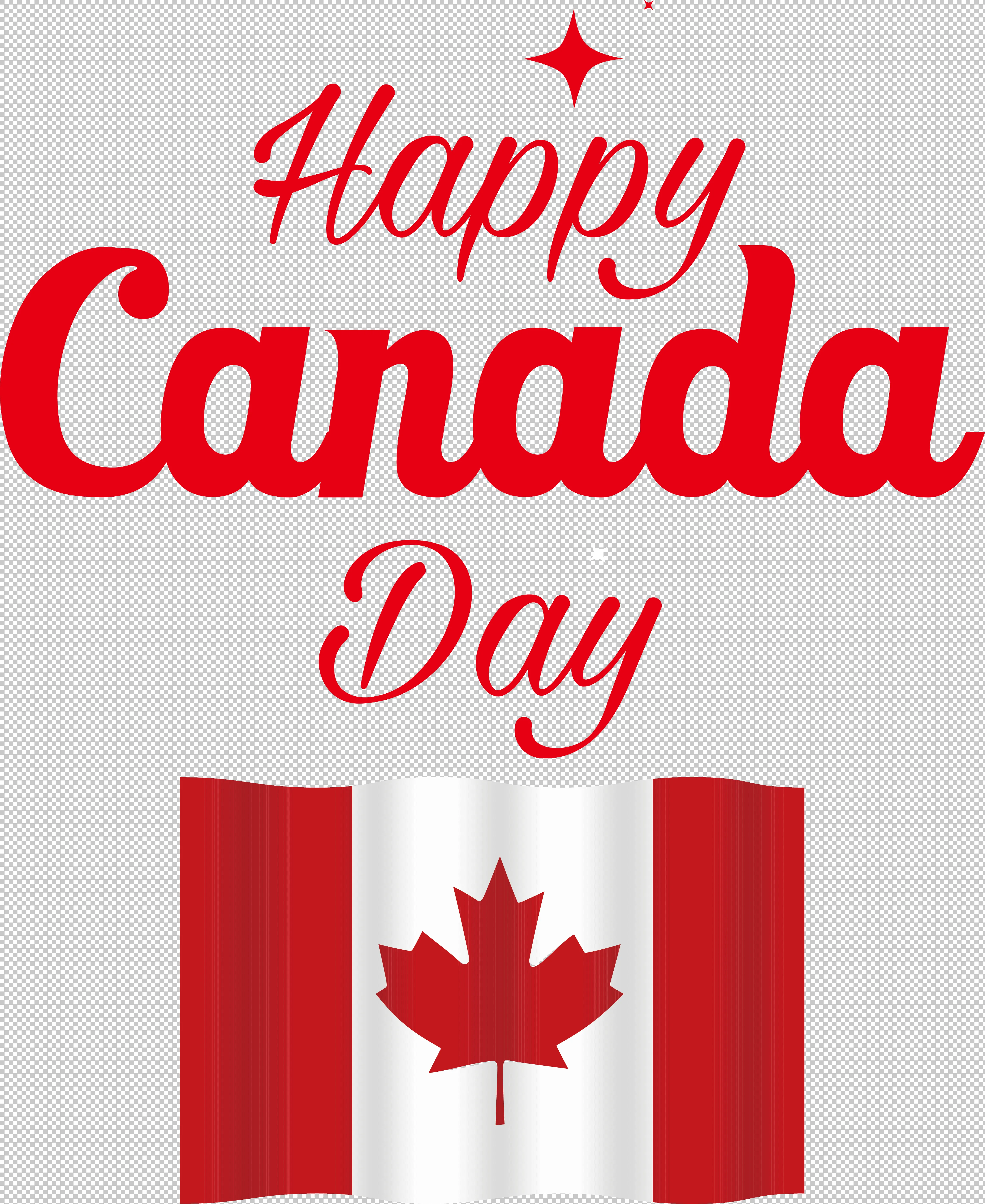 Happy Canada Day Greeting With Canadian Flag - Transparent PNG Free Download